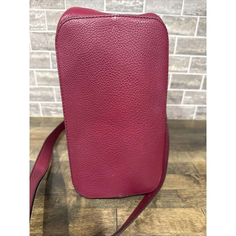 Kate Spade Marti Shoulder Bucket Drawstring Bag Deep‎ Berry Pebbled Leather